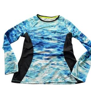 Loco Kail Womens Blue Sun Swim Shirt Long Sleeves Breathable Size Large